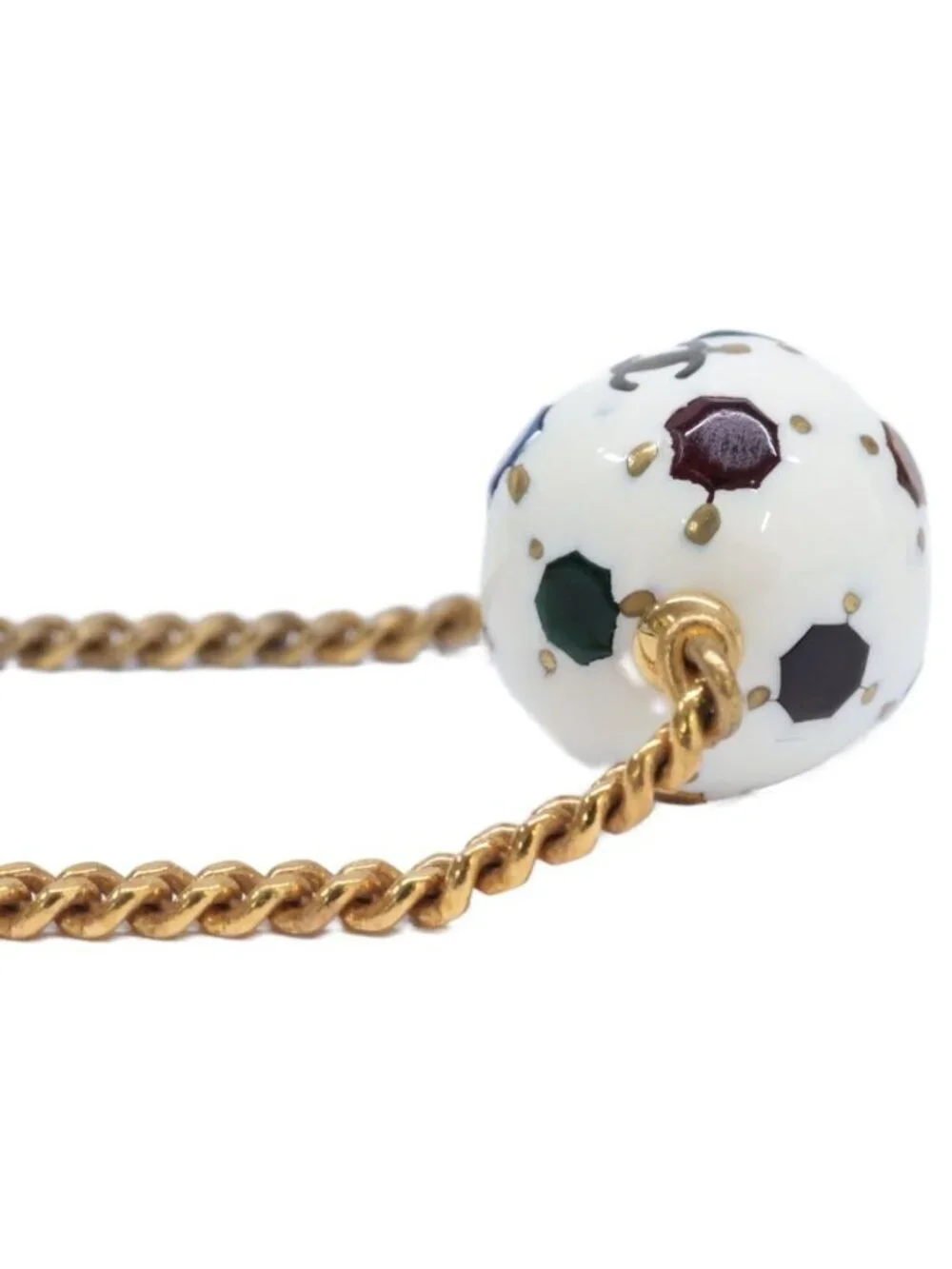 Chanel CC Logo Soccer Ball Motif Multi Stone Bracelet - Picture 6 of 9